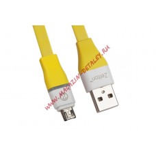 USB LED кабель Zetton Flat разъем Micro USB плоский желтый