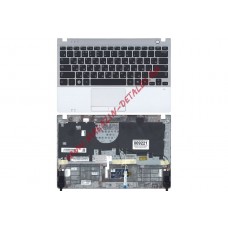 Клавиатура (топ-панель) для ноутбука Samsung NP350U2A NP350U2B BA75-03263C серебристая, черные клавиши