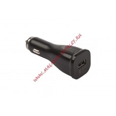 Автомобильная зарядка LP Fast Charge с USB выходом + кабель USB Type-C 9V-1,67A черная, европакет