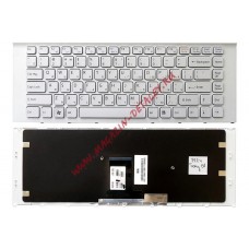 Клавиатура для ноутбука Sony Vaio VPC-EA VPCEA белая c белой рамкой