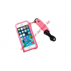 Чехол из эко – кожи со шнурком на шею для Apple iPhone 5, 5s, SE раскладной, розовый
