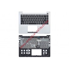Клавиатура (топ-панель) для ноутбука ASUS VivoBook S400CA S451 S401 серебристая, черные кнопки