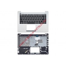 Клавиатура (топ-панель) для ноутбука ASUS VivoBook S451LB серебристая, черные клавищи