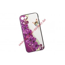 Защитная крышка + защитное стекло для iPhone 8/7 "Сиреневые цветочки" (коробка)