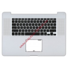 Клавиатура (топ-панель) для ноутбука Apple Macbook A1297 серебристая, черные клавиши