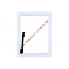 Сенсорное стекло (тачскрин) для Ipad 3 4 белое + кнопка home