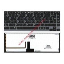 Клавиатура для ноутбука Toshiba Satellite U900, U920T, U840, U800, U800W, Z8, M800, N860, Z830, U835, Z930 черная с подсветкой