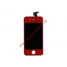 Дисплей (экран) в сборе с тачскрином для Apple iPhone 4g красный без крепежа