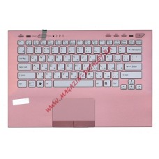 Клавиатура для ноутбука Sony Vaio VPC-SB VPC-SD розовая топ-панель (fingerprint reader)