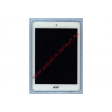 Дисплей (экран) в сборе с тачскрином для Acer Iconia A1-850 белый с рамкой