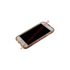 Bumper для Змейка золотая со стразами Apple iPhone 6,6s металл розовый