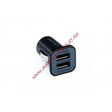 Автомобильная зарядка USAMS 3.1 А с двумя USB выходами черная, коробка
