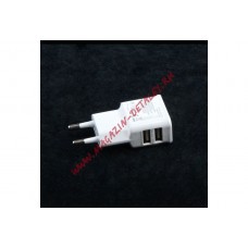 Блок питания (сетевой адаптер) Samsung 2 USB выхода 2А, белый, европакет