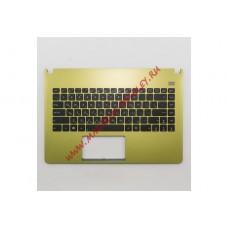 Клавиатура (топ-панель) для ноутбука Asus X401A черная с желтым топ-кейсом