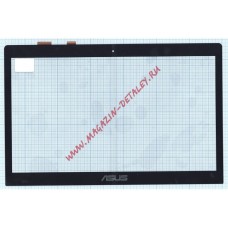 Сенсорное стекло (тачскрин) для Asus S400 5343R FPC-1 черное с рамкой