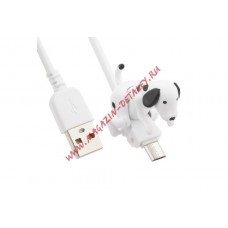 USB Дата-кабЕль передачи данных Micro USB "Собака - заряжака" (белый)