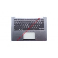 Клавиатура (топ-панель) для ноутбука Asus U38 U38N U38DT черная с серебристым топкейсом