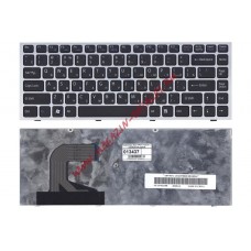 Клавиатура для ноутбука Sony Vaio VPC-S черная с серебристой рамкой