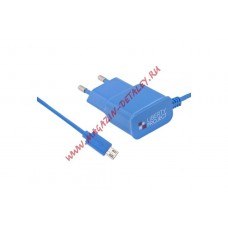 Блок питания (сетевой адаптер) LP Micro USB 1A коробка, синий