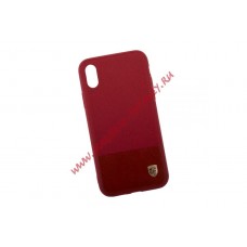 Защитная крышка "Meephone" A Good Design для iPhone X  кожа с тканью (красная)