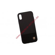 Защитная крышка "Meephone" A Good Design для iPhone X  кожа с тканью (черная)