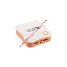 Универсальный внешний аккумулятор LP Li-ion 7800mAh 2 USB выхода 1А + 2,1А, белый с оранжевым, коробка