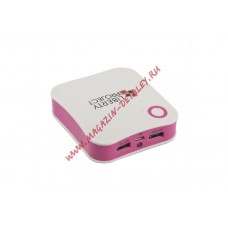 Универсальный внешний аккумулятор LP Li-ion 7800mAh 2 USB выхода 1А + 2,1А, белый с розовым, коробка