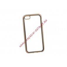 Силиконовый чехол LP для Apple iPhone 5, 5s, SE TPU прозрачный с золотой хром рамкой
