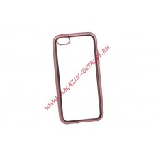 Силиконовый чехол LP для Apple iPhone 5, 5s, SE TPU прозрачный с розовой хром рамкой