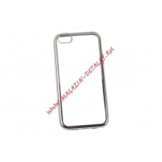 Силиконовый чехол LP для Apple iPhone 5, 5s, SE TPU прозрачный с серебряной хром рамкой