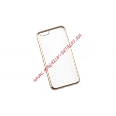 Силиконовый чехол LP для Apple iPhone 6, 6s TPU прозрачный с золотой хром рамкой, коробка
