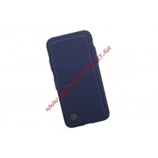 Чехол раскладной для iPhone X "Puloka" Multi-Function Back Clip Wallet Case (кожа/синий, коробка)