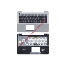 Клавиатура (топ-панель) для ноутбука Asus X555 черно-серебристая