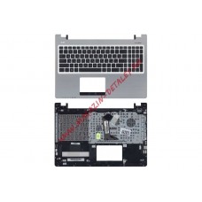 Клавиатура (топ-панель) для ноутбука Asus K56 черно-серебристая