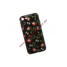 Чехол для Apple iPhone 7 WK Azure Stone Series Glass Protective Case красные розы на черном