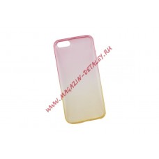 Силиконовая крышка LP для Apple iPhone 5, 5s, SE желтый, розовый градиент, коробка
