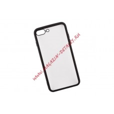 Защитная крышка "LP" для iPhone 7 Plus/8 Plus "Glass Case" с черной рамкой (прозр. стекло/коробка)