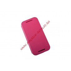 Чехол из эко – кожи PIPILU FIBCOLOR для HTC One M8 mini раскладной, розовый
