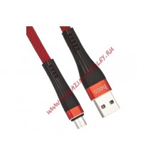 USB кабель HOCO U39 Slender Charging Data Cable Micro (L=1,2M) (красный/черный)