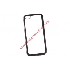 Силиконовый чехол LP для Apple iPhone 5, 5s, SE TPU прозрачный с черной хром рамкой, европакет
