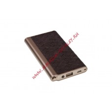 Универсальный внешний аккумулятор Power Bank Fashion LV7 Plus Li-Pol USB выход 2,1А, 8000 мАч, коричневая кожа в клетку