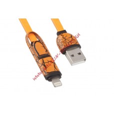 USB кабель 2 в 1 Винтажная краска для Apple 8 pin, Micro USB, оранжевый, коробка