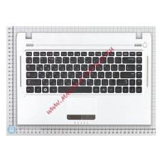 Клавиатура (топ-панель) для ноутбука Samsung RF410, Q430, QX410 серебристая, черные клавиши