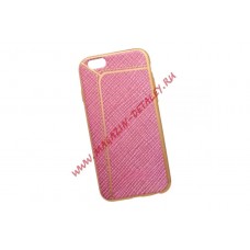 Силиконовая крышка LP для Apple iPhone 6, 6s розовый лён, золотая строчка, европакет