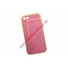Силиконовая крышка LP для Apple iPhone 7 розовый лён, золотая строчка, европакет
