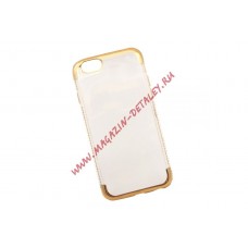 Силиконовый чехол LP для Apple iPhone 6, 6s TPU, хром рамка розовое золото со стразами, прозрачный