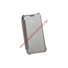 Чехол Зеркальный глянец для Samsung A3 2017 раскладной, серебряный, коробка