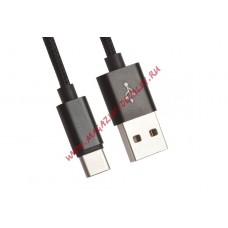 USB Дата-кабель USB - USB Type-C оплетка в катушке 1 метр черный
