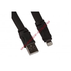USB Дата-кабель для Apple 8 pin плоский "линейка см. ft" 1,2 метра черный, европакет