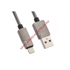 USB кабель LP "Гламурный Ананас" для Apple 8 pin металлический черный, коробка